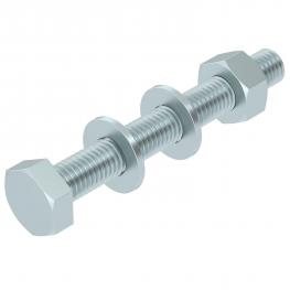 Hexagonal bolts with washer, toothed washer and nut