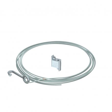 Support cable with trapezoidal plate hook, galvanic