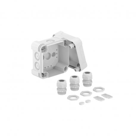 Junction box X 04 with cable gland 102x102x60 | 7 | IP67 | 7 x Ø20/25 | Light grey; RAL 7035