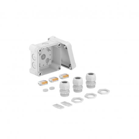 Junction box X 01 with cable gland and plug-in terminals 85x85x45 | 7 | IP67 | 7 x Ø20 | Light grey; RAL 7035