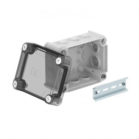 Junction box T100, with plug-in seal, transparent elevated cover 136x102x74 | 10 | IP66 | 10xM25 | Light grey; RAL 7035