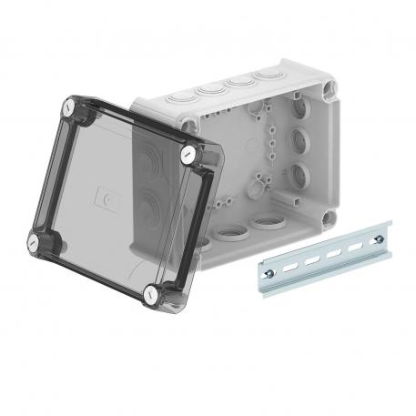 Junction box T160, with plug-in seal, transparent elevated cover 176x135x84 | 12 | IP66 | 7xM25 5xM32 | Light grey; RAL 7035