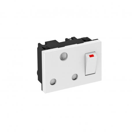 0° socket with switch, South Africa/India, 16 A, single Pure white; RAL 9010