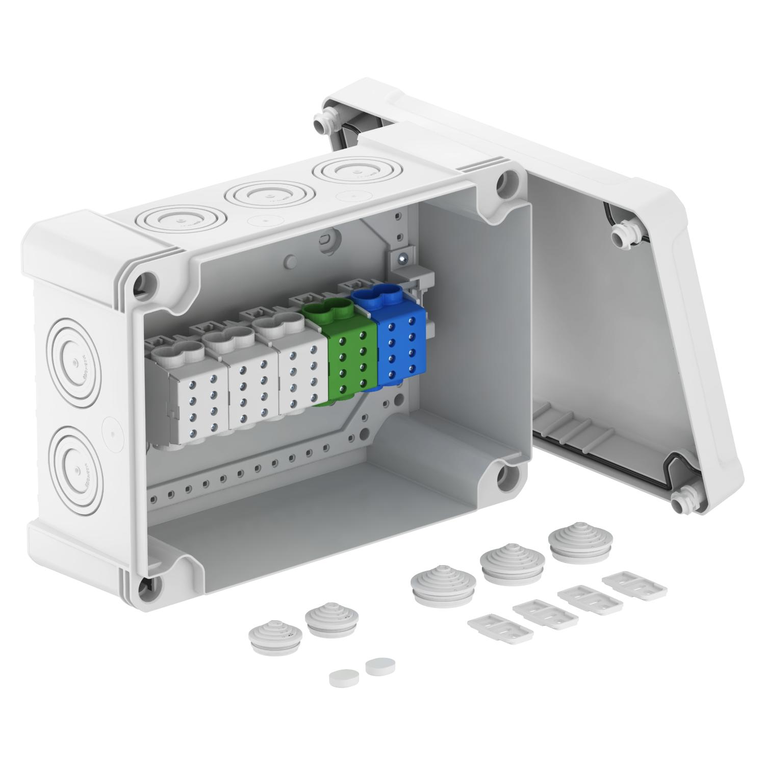 Electrical junction box with terminal blocks - sekacube